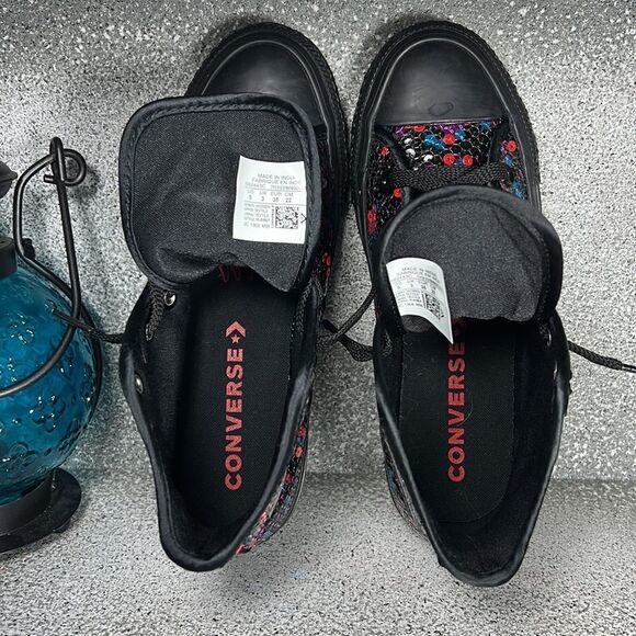 Converse CTAS HI Top Sequins BLACK/BLUE/CHERRY RED Sneakers Shoes Size 5 3.5 - Picture 10 of 10